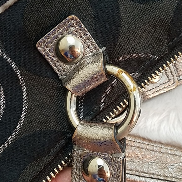 COACH BLACK & SILVER POPPY OP ART GLAM TOTE - Picture 8 of 8